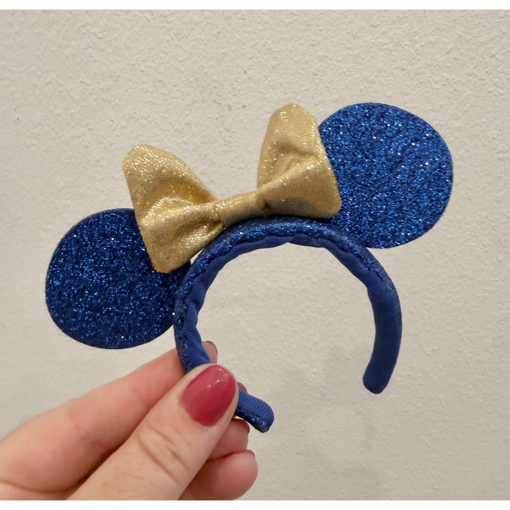 NuiMOs Minnie Mouse Ears ~ Blue Gold Glitter 5 inch Doll Size